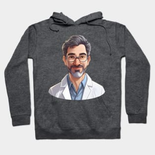 Cartoon Style Portrait - Man Doctor/Scientist/Chemist/Lab Worker Hoodie
